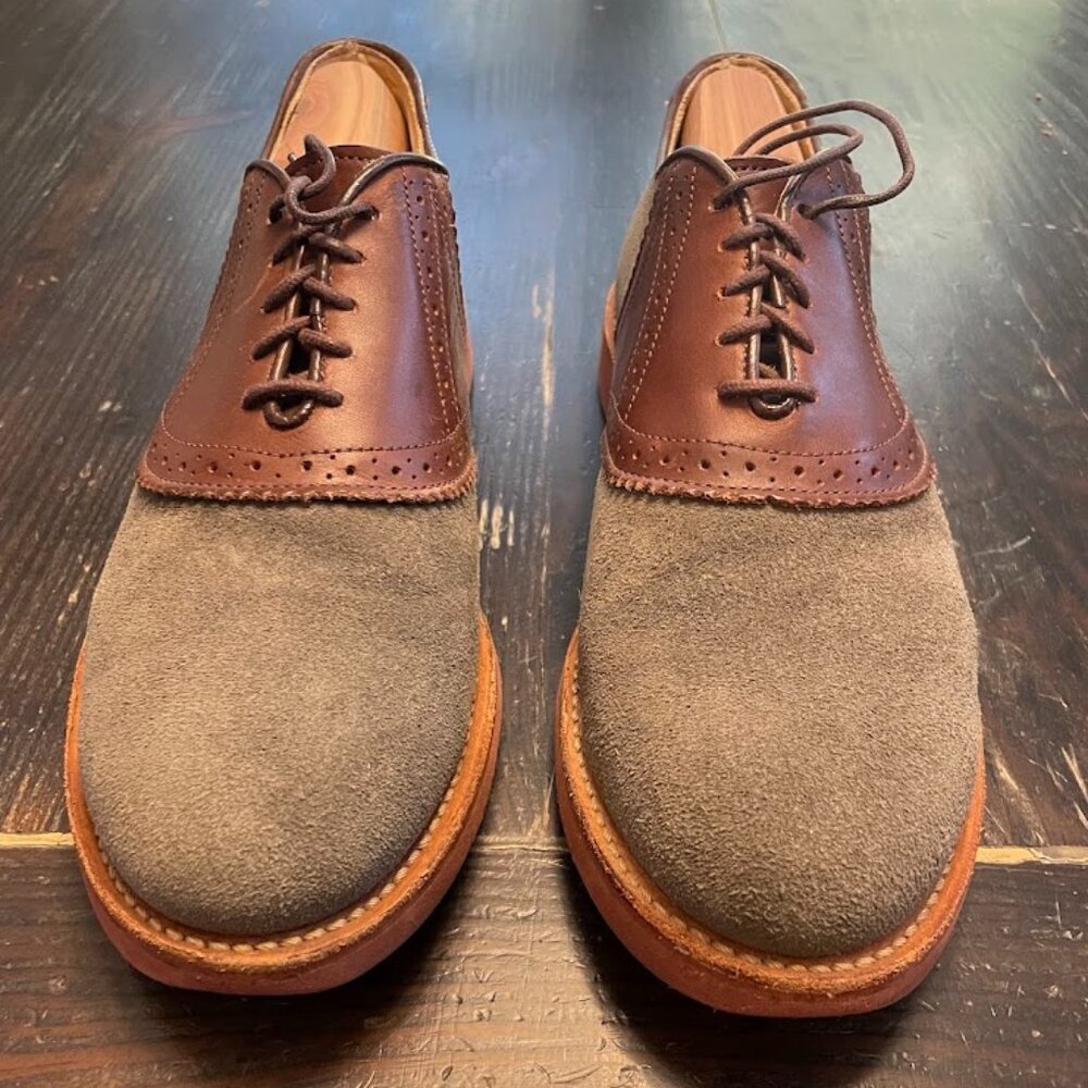 Walk Over Men's Grey Suede/Chocolate Saddle Shoes Size 10 M